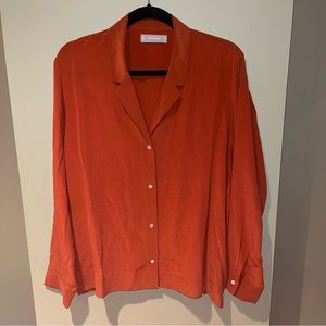 Everlane silk notch button down